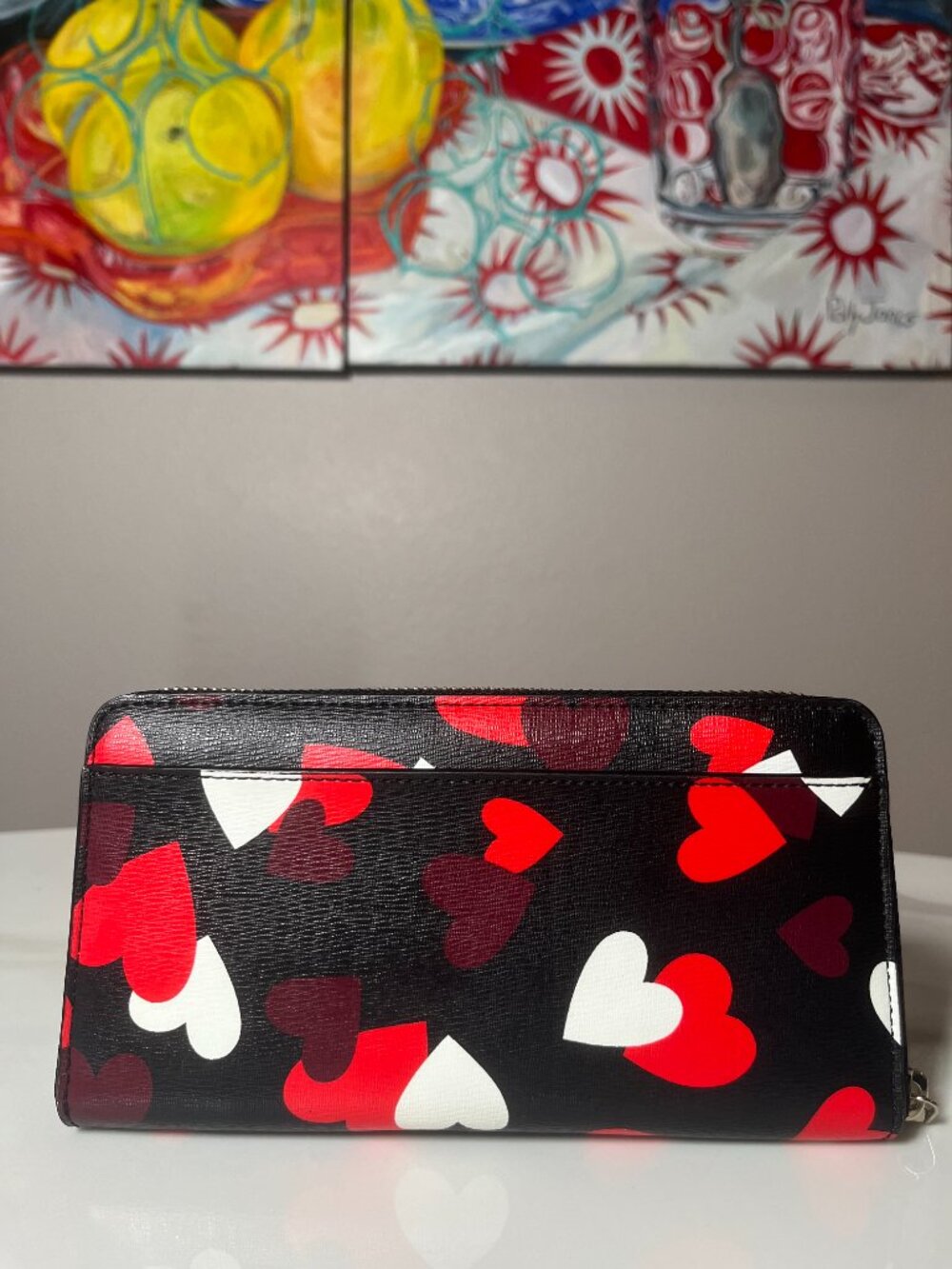 kate spade Black Wallet with Red, White & Burgundy Hearts - Picture 2 of 11
